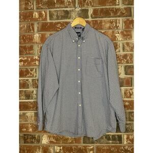Vintage Gap Check Long Sleeve Shirt Large 100% Cotton Classic Preppy 90s Blue